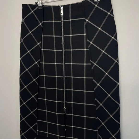 Rag & Bone Windowpane MIDI Skirt 6 Black Front Zipper Sabina - Picture 6 of 13